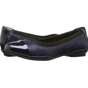 Clarks Artisan Size 7 Neenah Garden Cap Toe Ballet Flats Navy Leather